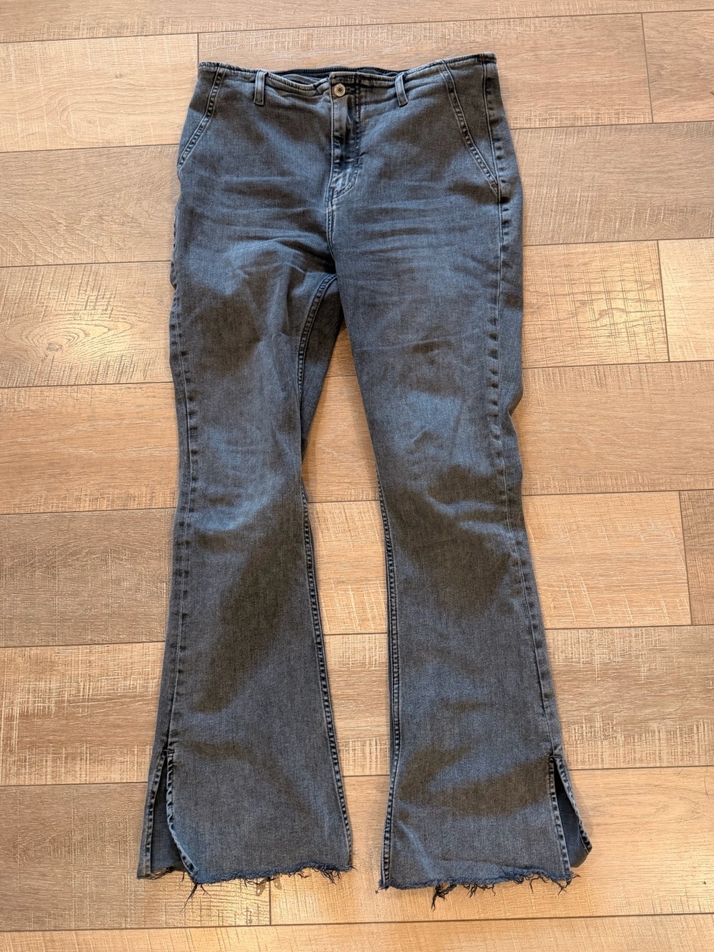 Free People Washed Black Split Hem Flare Jeans